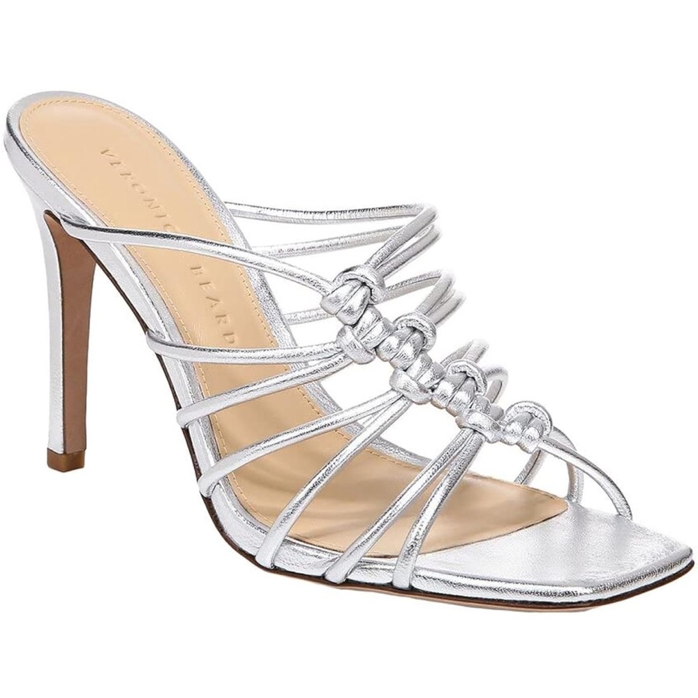 NEW - Veronica Beard Avita Silver Metallic Knotted Strap Sandal Size 7